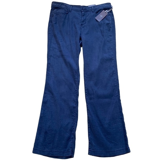 NYDJ 51% Linen Lightweight Flowy Material Wide Leg Trousers NWT Size 12 In Blue - Picture 1 of 11